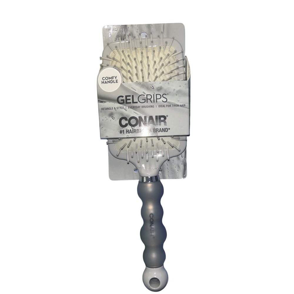 Conair‎ GelGrips Detangling Paddle Hair Brush Comfy Handle for Thick Hair Grey
